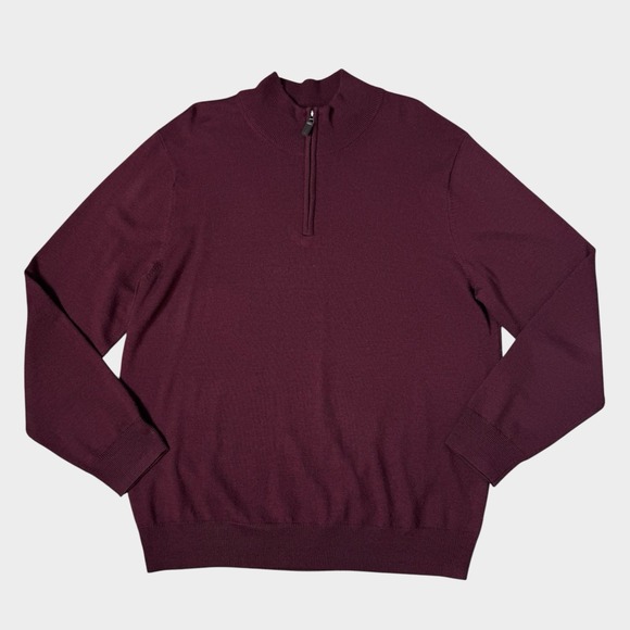 Jos. A. Bank Other - Jos A Bank Traveler 100% Merino Wool 1/4 Zip Sweater Mens XL Burgundy Old Money